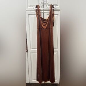 Bella Bridesmaid Lux Velvet Golden Almond Dress